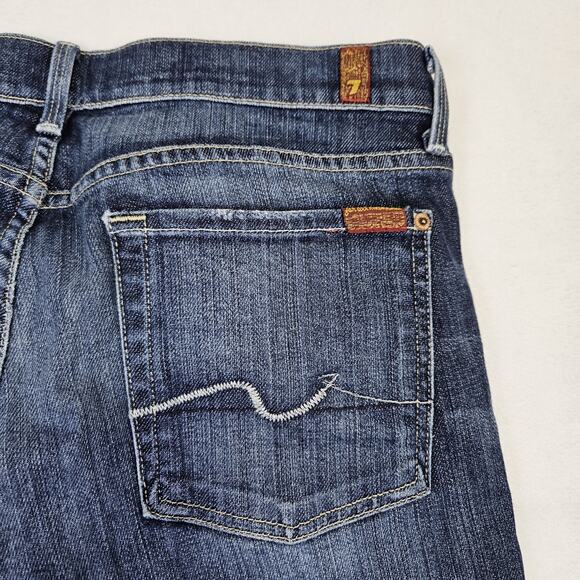 7 For All Mankind Y2K Vintage Womens 32 Jeans Low Rise Straight Leg Blue Denim - Picture 2 of 16